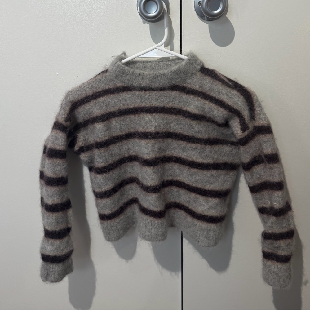 Madewell Gray and Brown Striped Sweater Kids Size Small